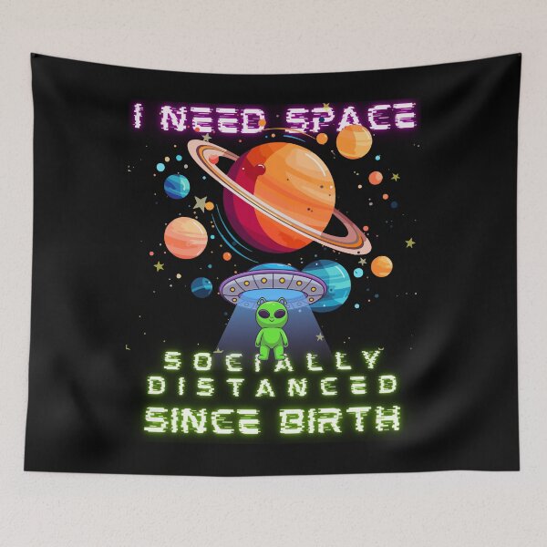 Item preview, Socially Distanced Since Birth Funny Introvert Alien designed and sold by E20STUDIO.
