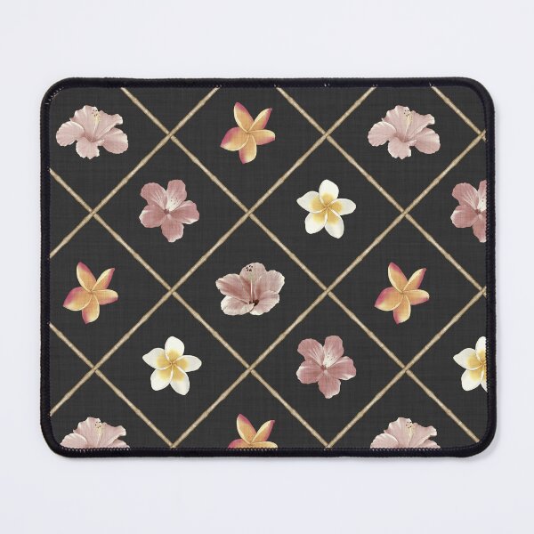 Item preview, Midnight Bamboo Trellis Lattice with Tropical Hibiscus Plumeria Flowers designed and sold by chrisdembinski.