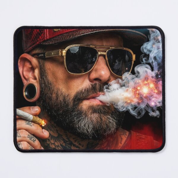 Item preview, Badass Urban Streetwear Skull Tattoo Smoking Man Graphic Tee designed and sold by Cvartstore.