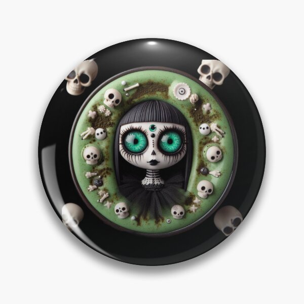 Item preview, Cosmic Coffeehouse Matcha Tea Doll with Bone and Skull Rim designed and sold by LujziWorld.