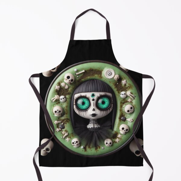 Item preview, Cosmic Coffeehouse Matcha Tea Doll with Bone and Skull Rim designed and sold by LujziWorld.