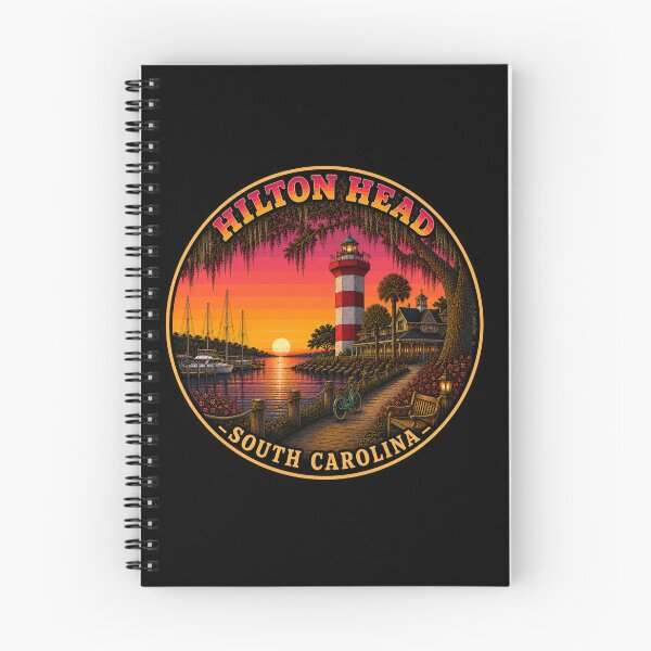 Item preview, Hilton Head Harbor Town Lighthouse Sunset Retro Travel Badge Sticker designed and sold by Swanny's Custom T-shirt and Gift Designs.