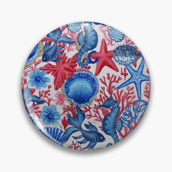 Item preview, Red and Blue Coral reef and sea creatures designed and sold by SophieClimaArt.