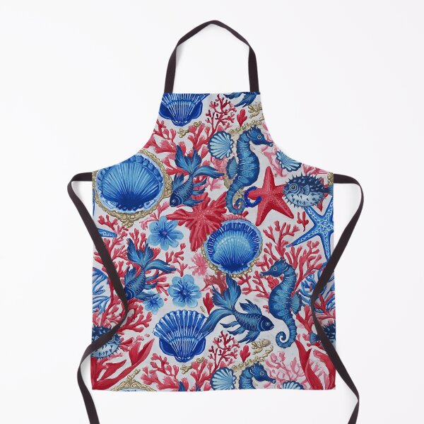 Item preview, Red and Blue Coral reef and sea creatures designed and sold by SophieClimaArt.