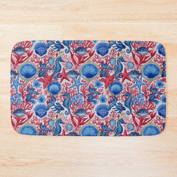 Item preview, Red and Blue Coral reef and sea creatures designed and sold by SophieClimaArt.