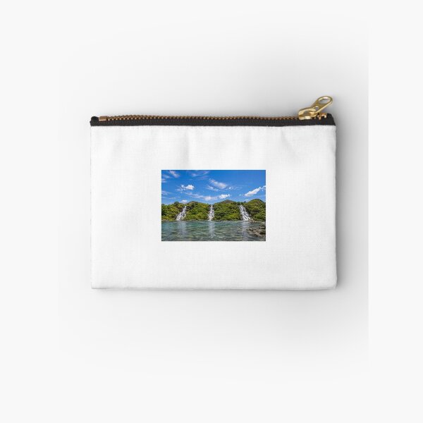 Item preview, Triple Waterfall Paradise Wall Art | Mountain Lake Landscape Print | Scenic Nature Photography | Blue Sky Waterfall Decor designed and sold by PrintableArt123.