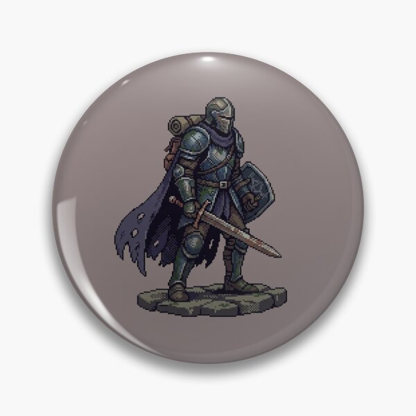 Item preview, Battle-Worn Dark Knight with Sword Shield and Tattered Cape — Medieval Fantasy Warrior Art designed and sold by Matilda Pixel.