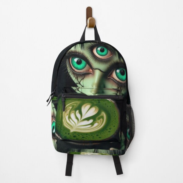 Item preview, Cosmic Coffeehouse Three-Eyed Witch Drinking Matcha Latte designed and sold by LujziWorld.