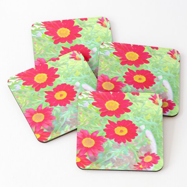 Item preview, Abstract Impressionist Red Marguerite Daisy Garden Digital Art designed and sold by BalkanBloom.