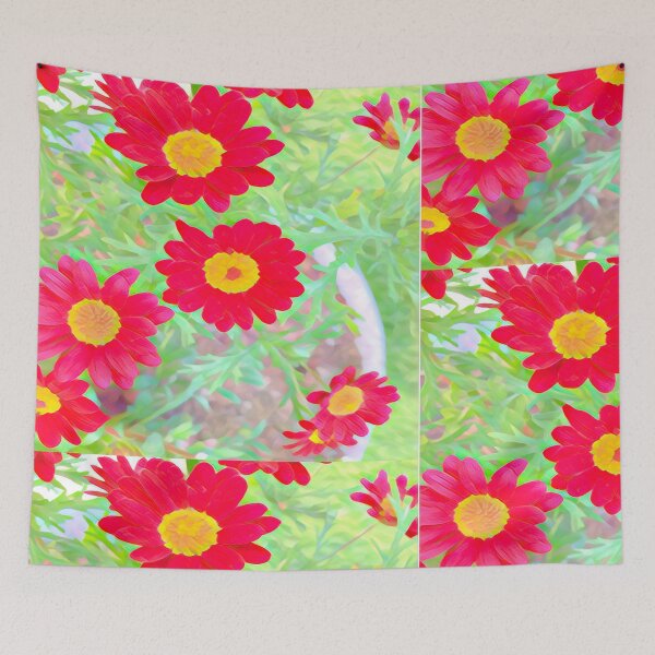 Item preview, Abstract Impressionist Red Marguerite Daisy Garden Digital Art designed and sold by BalkanBloom.