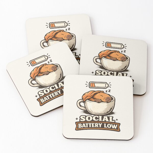 Item preview, Social Battery Low Capybara Coffee Mug Shirt  Funny Introvert Humor Retro T-Shirt designed and sold by  Artistry in Motion by MADsrecreation.