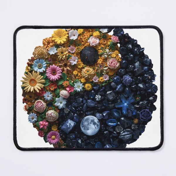 Item preview, Day & Night Floral Yin Yang - Celestial Crystal Boho Art designed and sold by Melian Vintage.