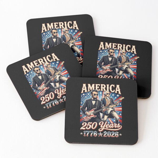 Item preview, George Washington Abraham Lincoln Playing Guitar America 250 Years 1776-2026 Patriotic designed and sold by LokivirArt.