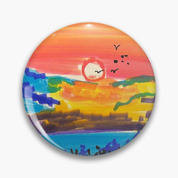 Item preview, Aesthetic Handrawn Brush Pen Painting of Sunset designed and sold by sheikhadesign1.
