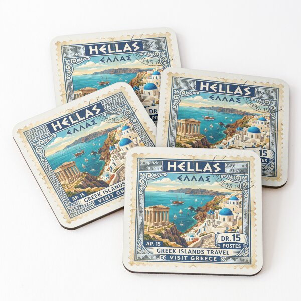 Item preview, Greek Coastal Art | Mediterranean Santorini Landscape Illustration designed and sold by Timeless Decor.