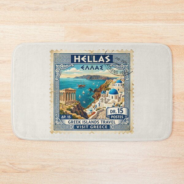 Item preview, Greek Coastal Art | Mediterranean Santorini Landscape Illustration designed and sold by Timeless Decor.