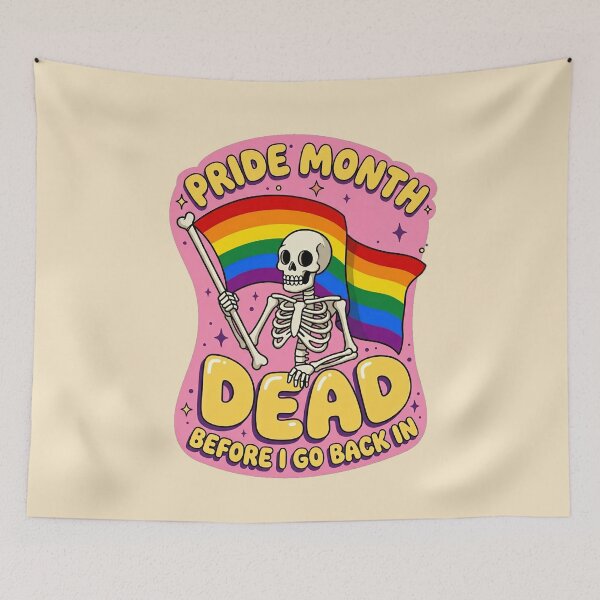 Item preview, Pride Month Dead Before I Go Back In Skeleton Rainbow Flag Graphic  — Funny LGBT Dark Humor  designed and sold by SkTee2k.