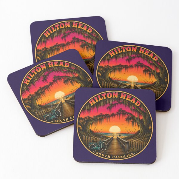 Item preview, Hilton Head Island Beach Boardwalk Sunset Badge designed and sold by Swanny's Custom T-shirt and Gift Designs.