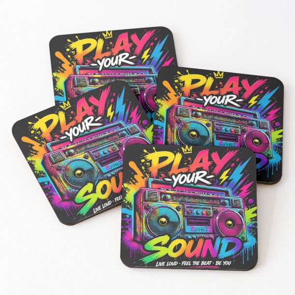 Item preview, Play Your Sound Retro Boombox - Neon Graffiti Splatter Hip Hop Art designed and sold by AgnesB77.