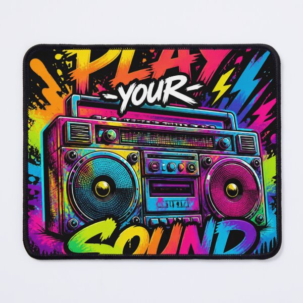 Item preview, Play Your Sound Retro Boombox - Neon Graffiti Splatter Hip Hop Art designed and sold by AgnesB77.
