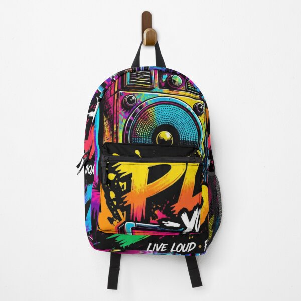Item preview, Play Your Sound Retro Boombox - Neon Graffiti Splatter Hip Hop Art designed and sold by AgnesB77.