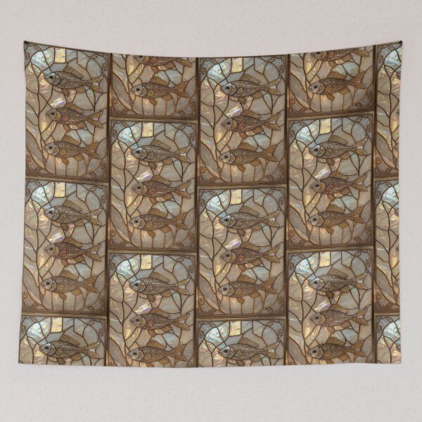 Item preview, Elegant Iridescent Golden Stained Glass Fish designed and sold by BriSher.