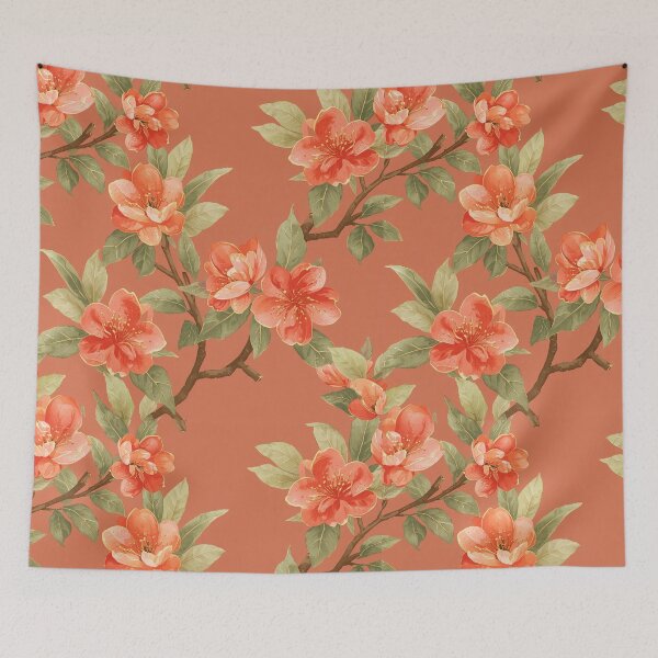 Item preview, Orange Sakura Flower | Vibrant Floral Japanese Botanical Watercolour designed and sold by Desolaa_Arts.