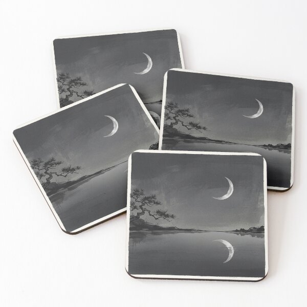 Item preview, Half Moon Reflection | Japanese Wabi-Sabi Art | Zen Sky Minimalist Print designed and sold by KUZU-NOHA.