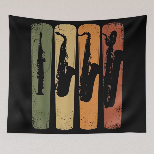 Item preview, Vintage Retro Saxophone Silhouette Sunset Distressed Jazz Music Player Instrument Gift designed and sold by KrystinaGiGi.