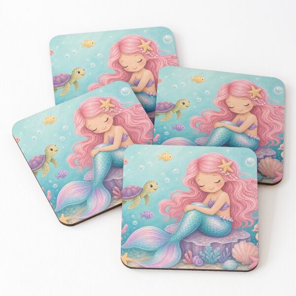 Item preview, Under the Sea, Ocean, Nautical, Cartoon Mermaid Fantasy Art designed and sold by Wildflower Mama Designs.