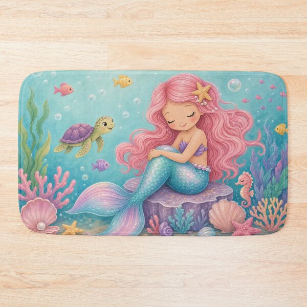 Item preview, Under the Sea, Ocean, Nautical, Cartoon Mermaid Fantasy Art designed and sold by Wildflower Mama Designs.