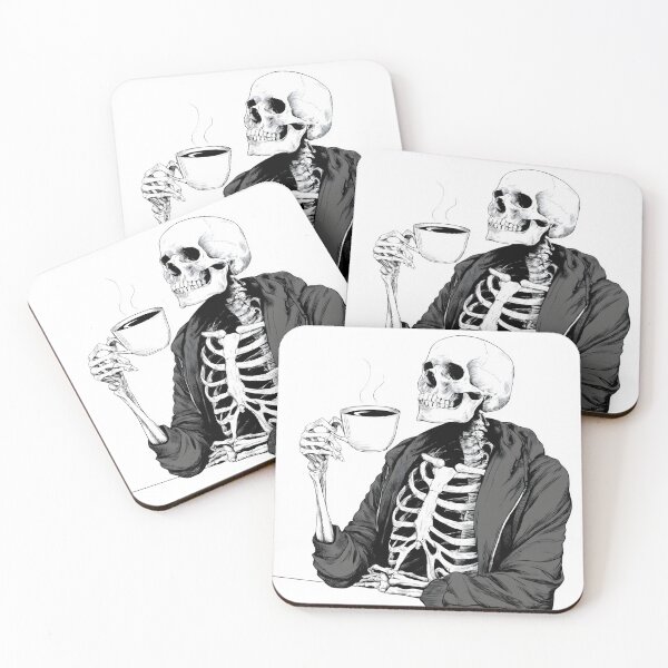 Item preview, Funny Skeleton Enjoying Morning Coffee In Cozy Hoodie designed and sold by EL-Lebedenko.