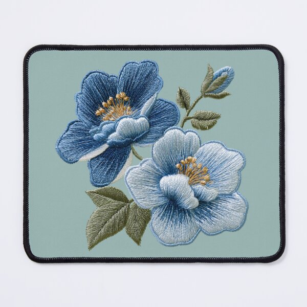 Item preview, Blue Floral Embroidery Design designed and sold by MegaNovaArt.