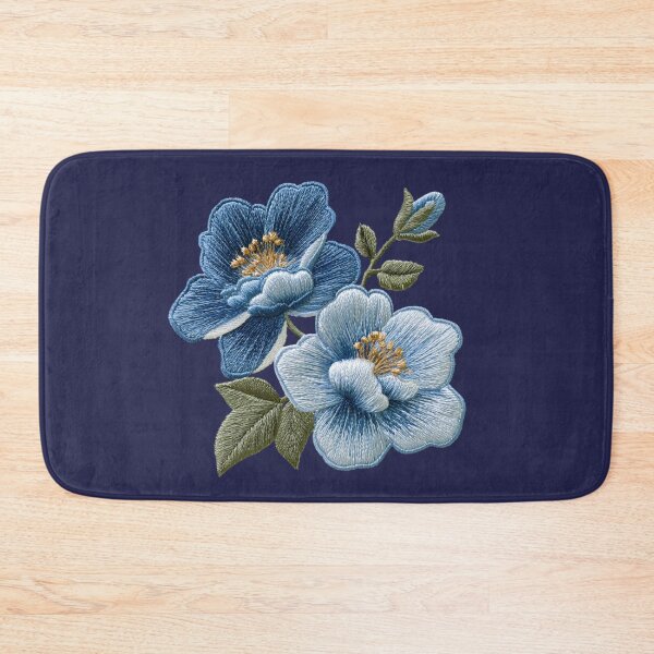 Item preview, Blue Floral Embroidery Design designed and sold by MegaNovaArt.