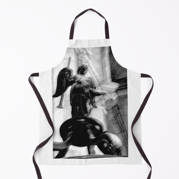 Item preview, Black and white photograph of an angel statue in a church designed and sold by GreatShinigami.