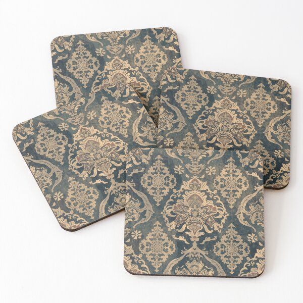 Item preview, Intricate Vintage Blue Damask Flowers Mystical Pattern designed and sold by GrinGalore.