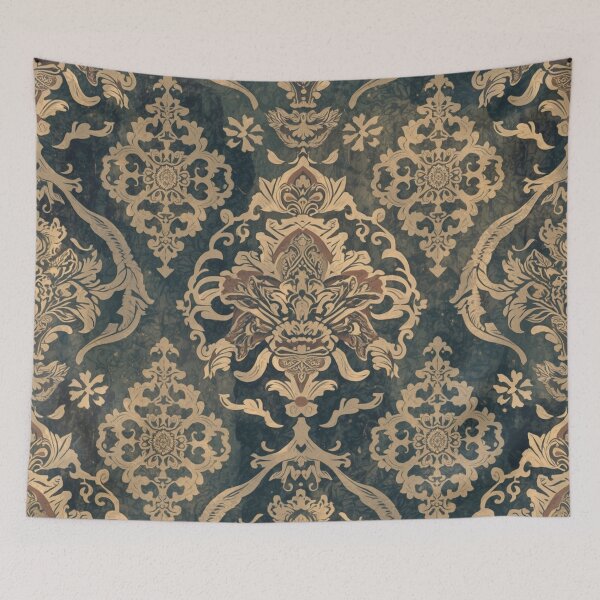 Item preview, Intricate Vintage Blue Damask Flowers Mystical Pattern designed and sold by GrinGalore.