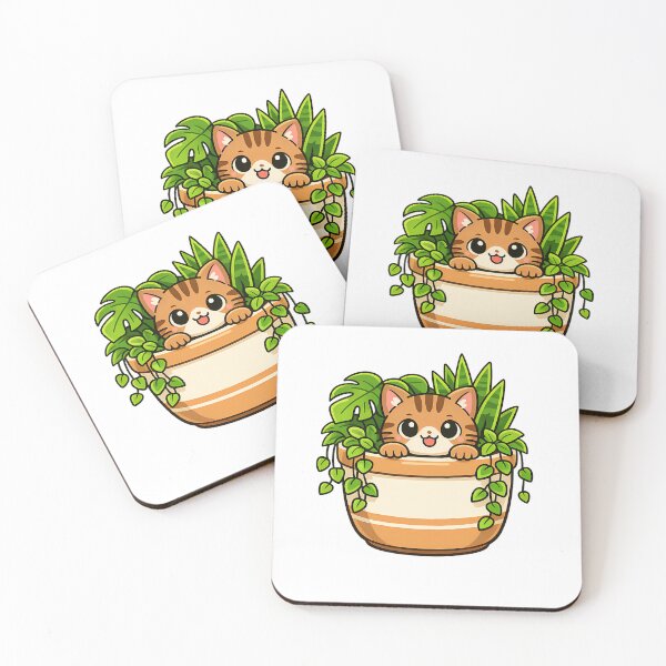 Item preview, Cute Kawaii Cat Peeking from Houseplant Pot designed and sold by MIROUZ2000.