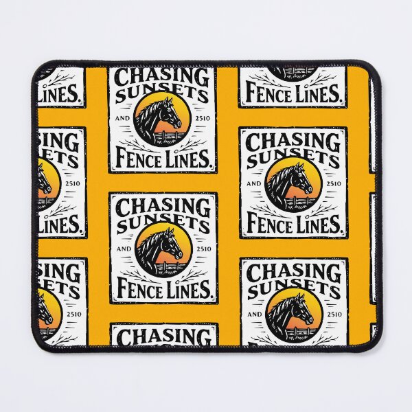 Item preview, Chasing sunsets and fence lines- Linocut Emblem designed and sold by LisaMise.