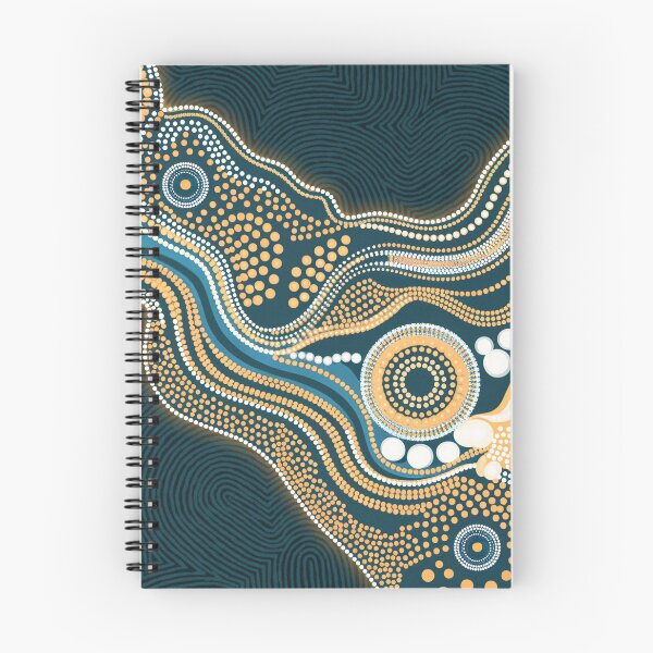 Item preview, Dot Painting Water Pathways Dark Teal Rarrk designed and sold by AboriginalartVI.