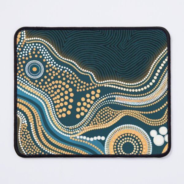 Item preview, Dot Painting Water Pathways Dark Teal Rarrk designed and sold by AboriginalartVI.