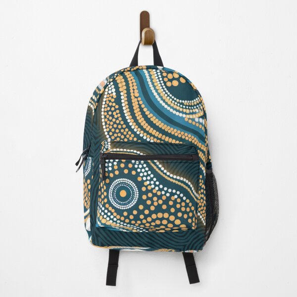 Item preview, Dot Painting Water Pathways Dark Teal Rarrk designed and sold by AboriginalartVI.