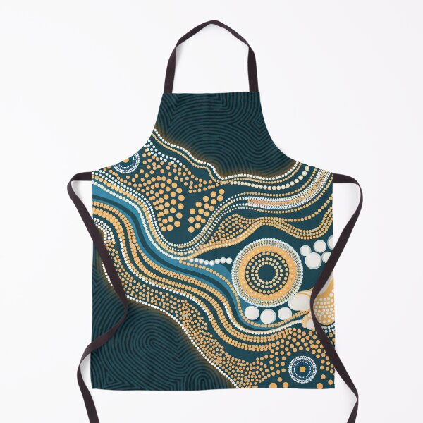 Item preview, Dot Painting Water Pathways Dark Teal Rarrk designed and sold by AboriginalartVI.