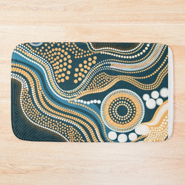 Item preview, Dot Painting Water Pathways Dark Teal Rarrk designed and sold by AboriginalartVI.