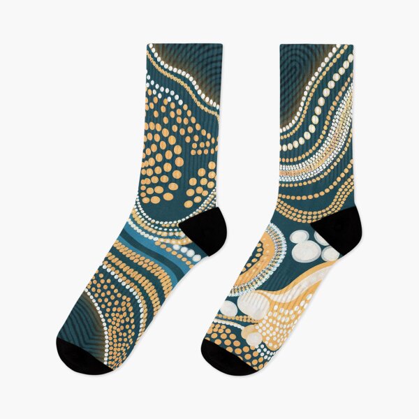 Item preview, Dot Painting Water Pathways Dark Teal Rarrk designed and sold by AboriginalartVI.