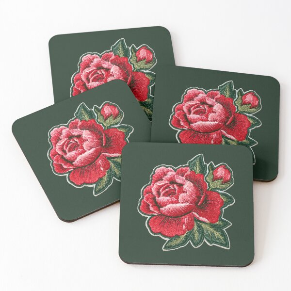 Item preview, Vintage Red Rose Embroidery designed and sold by MegaNovaArt.