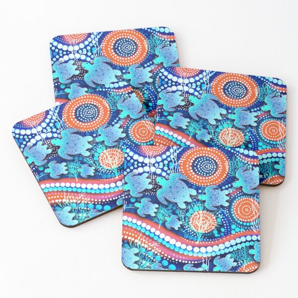 Item preview, Dot Painting Turtle Waterhole Royal Blue designed and sold by AboriginalartVI.