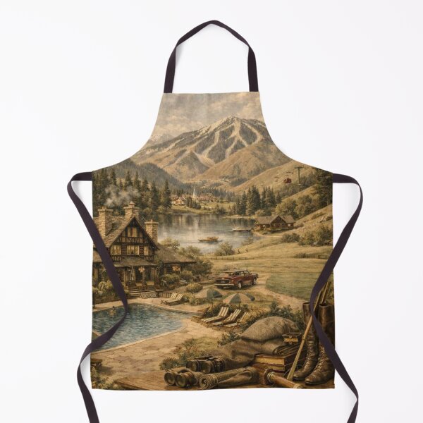 Item preview, Adventure Awaits Vintage Mountain Lodge Landscape | Rustic Cabin & Alpine Lake Art designed and sold by Ve state official.
