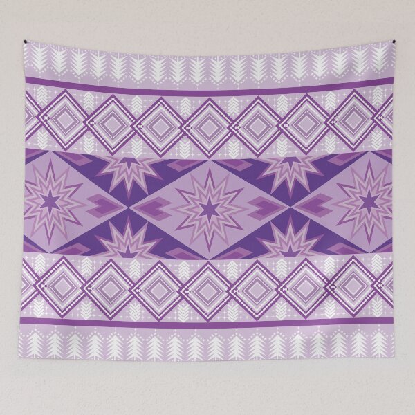 Item preview, Purple Tribal Geometric Seamless Pattern with Diamond and Star Motifs designed and sold by Ei-Ei.