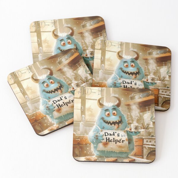 Item preview, Little Monster Makes Breakfast for Dad - Cute Father's Day Doodle designed and sold by OopsIDrewIt.